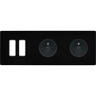 MODELEC - Façade "M" Noir Mat Triple Horizontale 2 Boutons 1 Prise 1 Prise magnétique