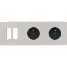 MODELEC - Façade "M" Nickel Sable Triple Horizontale 2 Boutons 1 Prise 1 Prise magnétique