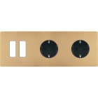 MODELEC - Façade "M" Laiton Sable Triple Horizontale 2 Boutons 2 Prises Schuko magnétique