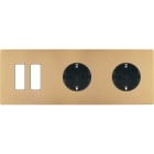 MODELEC - Façade "M" Laiton Sable Triple Horizontale 2 Boutons 2 Prises Schuko magnétique