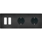 MODELEC - Façade "M" Acier Verni Triple Horizontale 2 Boutons 2 Prises Schuko magnétique