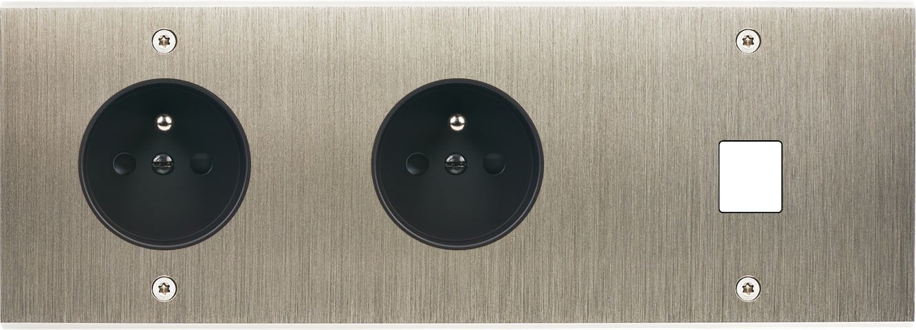MODELEC - Façade Confidence Laiton Acier Brosse Triple Horizontale PC Pc M1 à Vis
