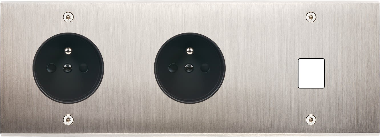 MODELEC - Façade Confidence Laiton Nickel Satine Triple Horizontale PC Pc M1 à Vis