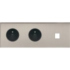 MODELEC - Façade Empreintes ANGLE Nickel Satiné Triple Horiz 2 Prises de Courant 1 Média M