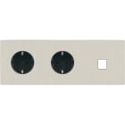 MODELEC - Façade "M" Nickel Brosse Triple Horizontale 2 Prises Schuko 1 Media magnétique