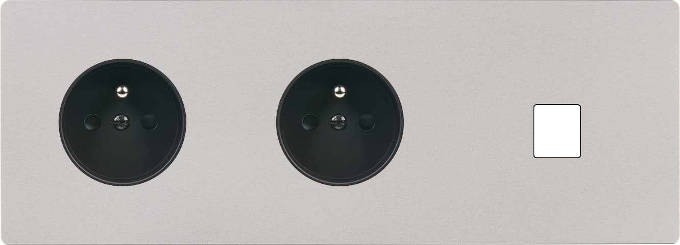 MODELEC - Façade "M" Nickel Sable Triple Horizontale 1 Prise 1 Prise 1 Media magnétique