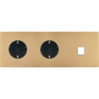 MODELEC - Façade "M" Laiton Sab Tripl Horiz 1 Prise Schuko 1 Prise Schuko 1 Media magnétiq