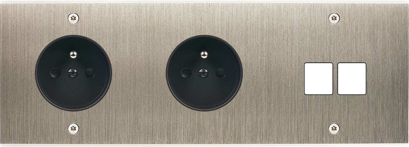 MODELEC - Façade Confidence Laiton Acier Brosse Triple Horizontale PC Pc M2 à Vis