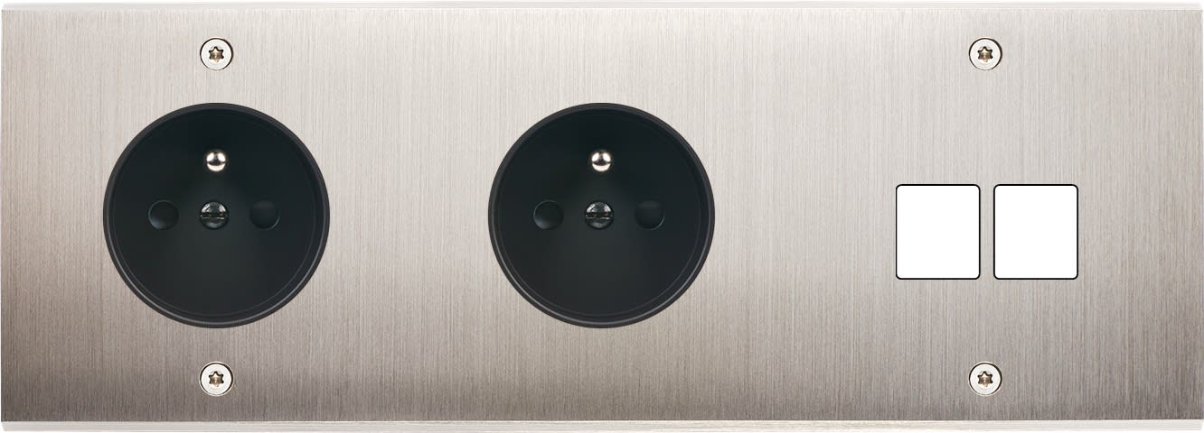 MODELEC - Façade Confidence Laiton Nickel Satine Triple Horizontale PC Pc M2 à Vis