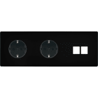 MODELEC - Façade "M" Noir Mat Triple Horiz 1 Prise Schuko 1 Prise Schuko 2 Media magnétiq