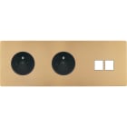 MODELEC - Façade "M" Laiton Sable Triple Horizontale 1 Prise 1 Prise 2 Media magnétique