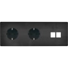 MODELEC - Façade "M" Acier Verni Trip Horiz 1 Prise Schuko 1 Prise Schuko 2 Media magnétiq
