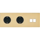 MODELEC - Façade "M" Laiton Miroir Triple Horizontale 2 Prises Schuko 2 Media magnétique
