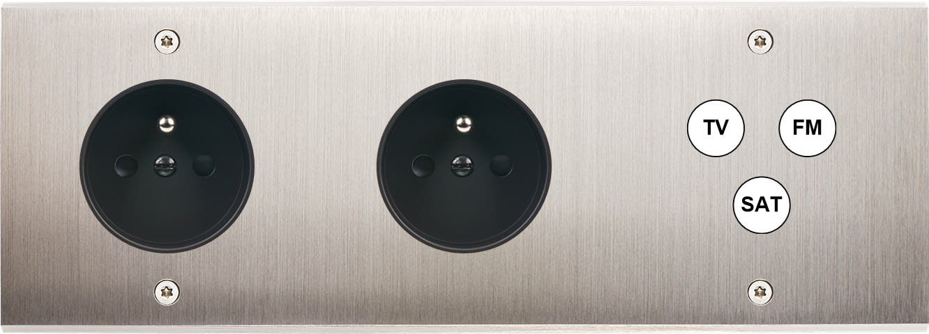 MODELEC - Façade Confidence Laiton Nickel Satine Triple Horizontale PC Pc C3 à Vis