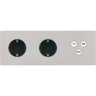 MODELEC - Façade "M" Nickel Sable Triple Horizontale 2 Prises Schuko 1 Tv-Fm-Sat magnétiq