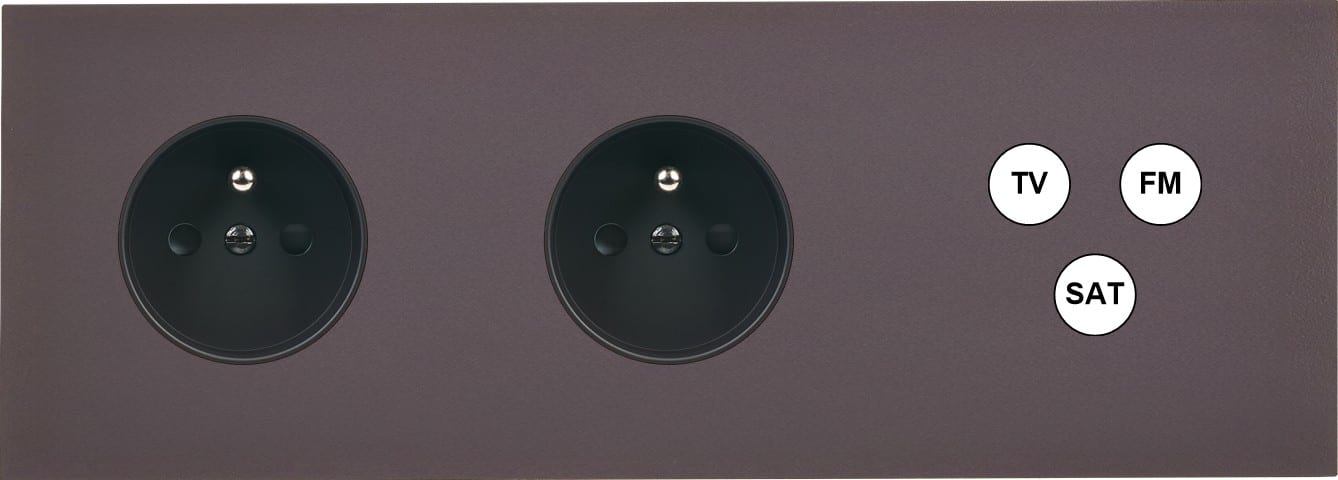 MODELEC - Façade Désir Anthracite Mat Triple Horizontale PC Pc Tv-Fm-Sat