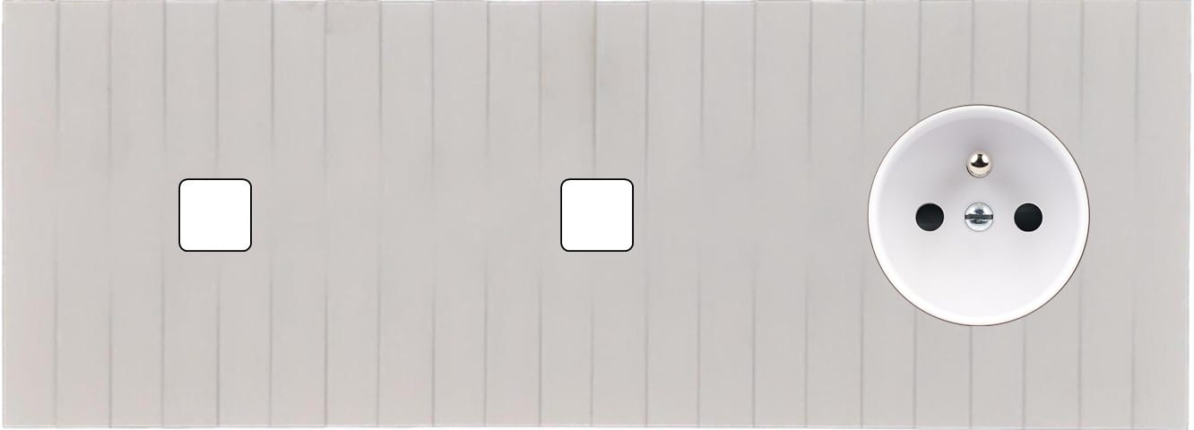 MODELEC - Façade Empreintes LIGNE Blanc Triple Horiz 1 bouton 1 bouton Prise de Courant M