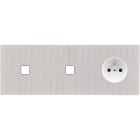 MODELEC - Façade Empreintes LIGNE Blanc Triple Horiz 1 bouton 1 bouton Prise de Courant M