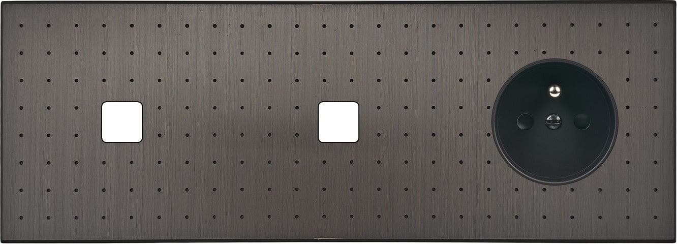 MODELEC - Façade Empreintes POINT Canon de Fusil Triple Horizontale 1 bouton 1 bouton PC M