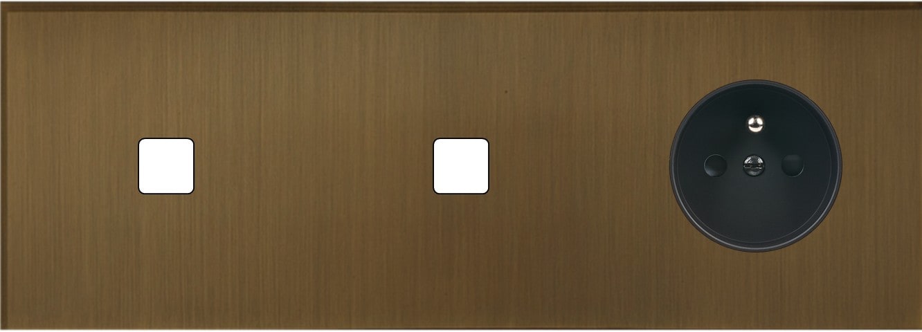 MODELEC - Façade Empreintes ANGLE Vieux Bronze Triple Horizontale 1 bouton 1 bouton PC M