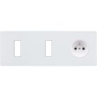 MODELEC - Façade "M" Blanc Mat Triple Horizontale 1 Bouton 1 Bouton 1 Prise magnétique