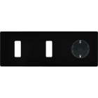 MODELEC - Façade "M" Noir Mat Triple Horizontale 1 Bouton 1 Bouton 1 Prise Schuko magnétiq