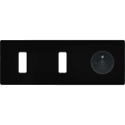 MODELEC - Façade "M" Noir Mat Triple Horizontale 1 Bouton 1 Bouton 1 Prise magnétique