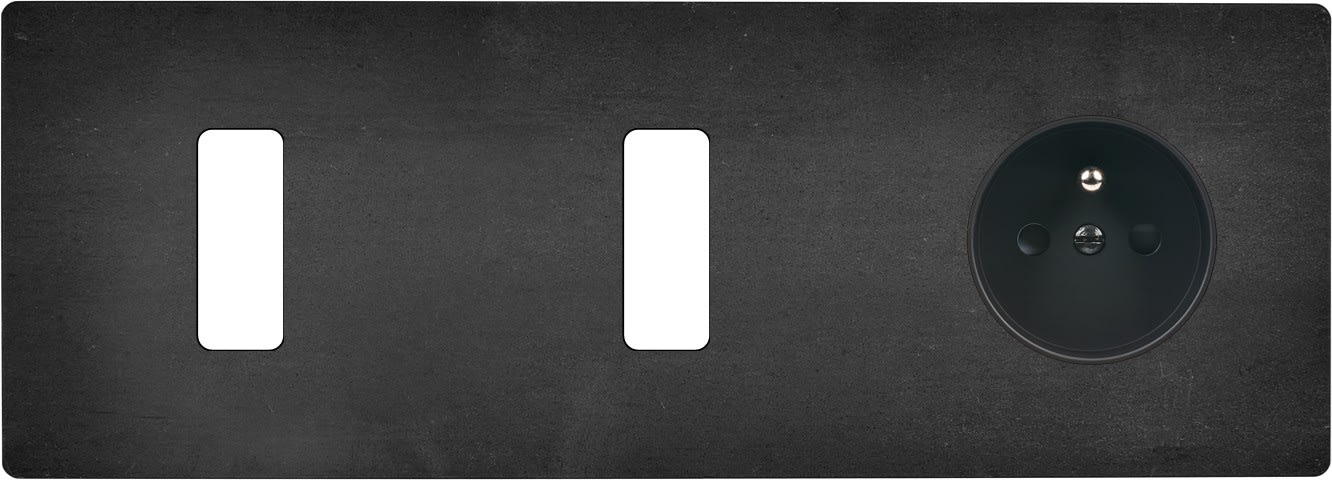 MODELEC - Façade "M" Acier Verni Triple Horizontale 1 Bouton 1 Bouton 1 Prise magnétique