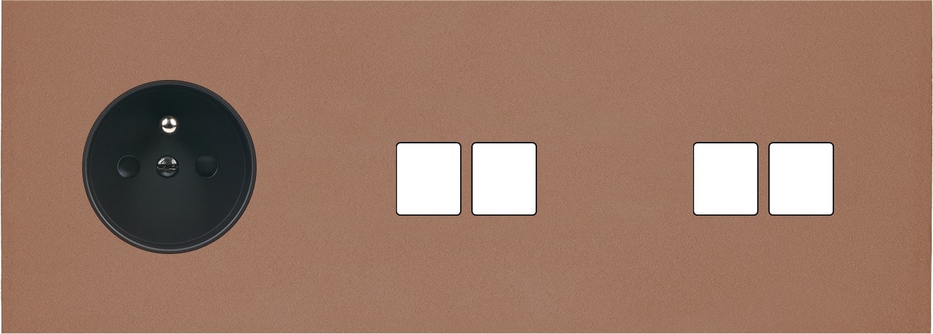 MODELEC - Façade Désir Moka Mat Triple Horizontale PC 2 Medias 2 Medias
