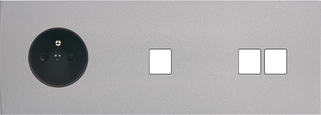 MODELEC - Facade Désir Acier Mat Triple Horizontale prise de courant et M1 et M2