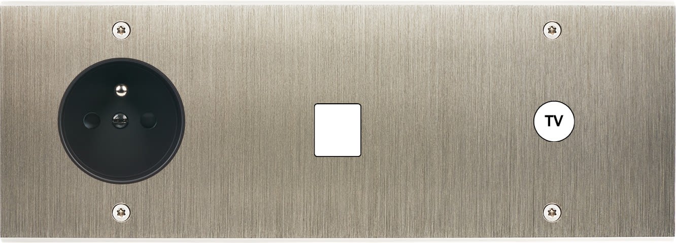 MODELEC - Façade Confidence Laiton Acier Brosse Triple Horizontale PC M1 C1 à Vis