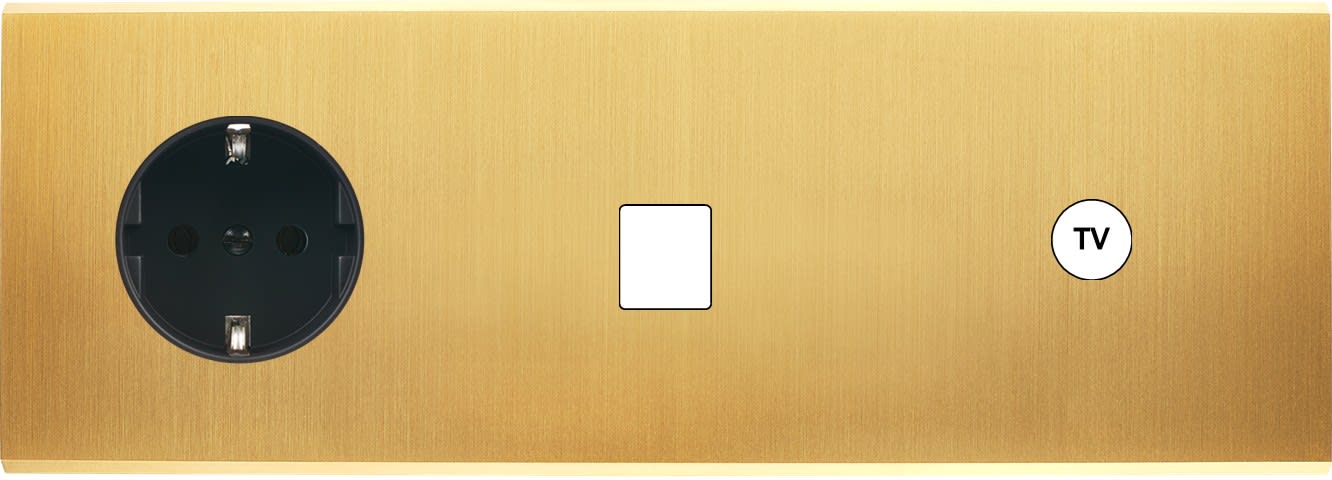 MODELEC - Façade Confidence Laiton Satine Triple Horizontale Prise 2P+Tk M1 C1 Magnetique