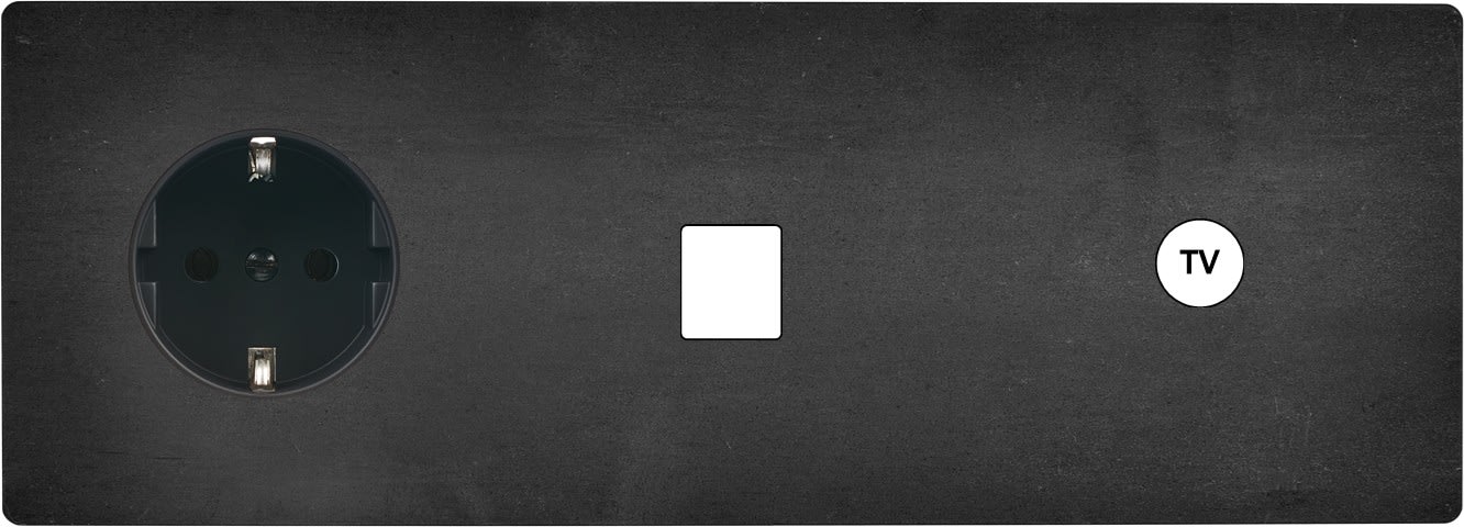 MODELEC - Façade "M" Acier Verni Triple Horizon 1 Prise Schuko 1 Media 1 Prise Tv magnétiq