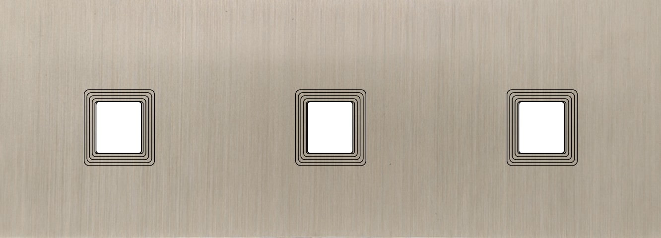 MODELEC - Façade Empreintes VOLUME Nickel Satiné Triple Horizontale 3 Médias, magnétique