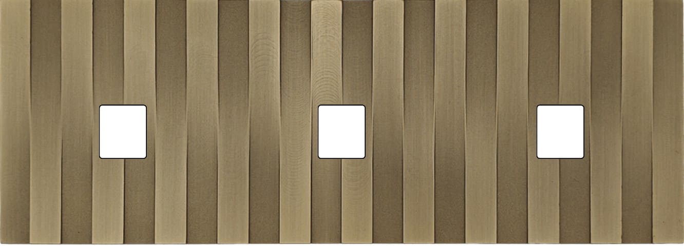 MODELEC - Façade Empreintes LIGNE Laiton Satiné Triple Horizontale 3 Médias, magnétique