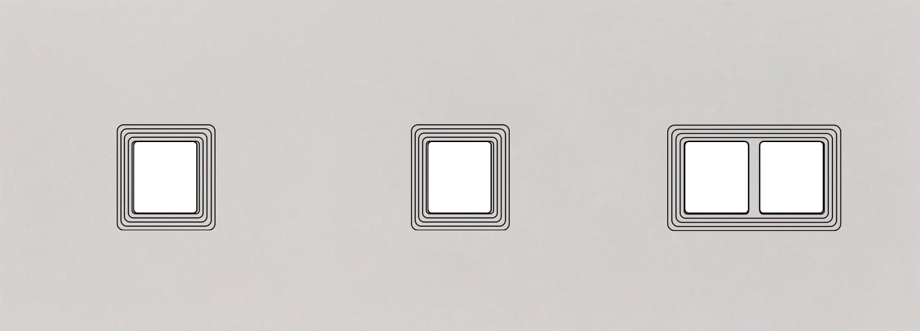 MODELEC - Façade Empreintes VOLUME Blanc Triple Horizontale 1 Média 1 Média 2 Média