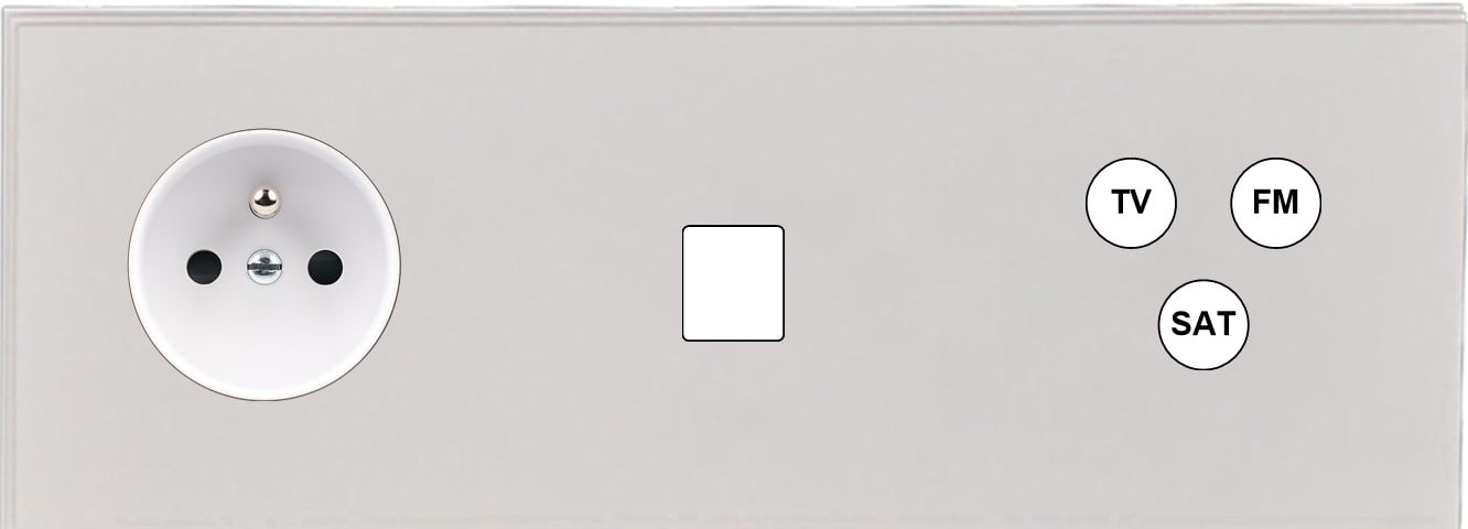 MODELEC - Façade Empreintes ANGLE Blanc Triple Horizontale Prise de Courant 1 Média C3 M