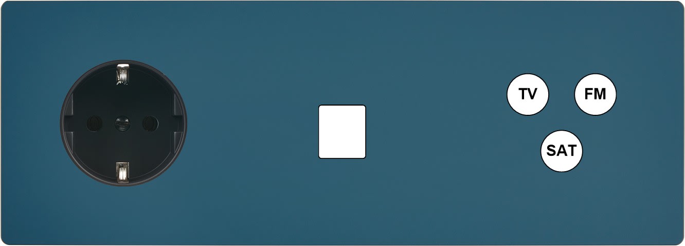 MODELEC - Façade "M" Gris Mat Triple Horizonta 1 Prise Schuko 1 Media 1 Tv-Fm-Sat magnétiq