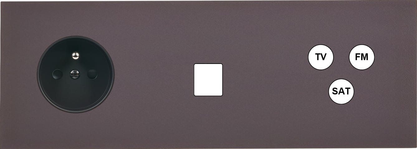 MODELEC - Façade Désir Anthracite Mat Triple Horizontale PC 1 Media Tv-Fm-Sat