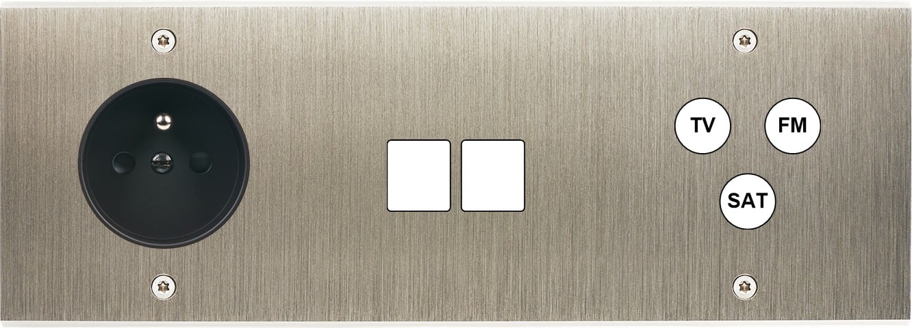 MODELEC - Façade Confidence Laiton Acier Brosse Triple Horizontale PC M2 C3 à Vis