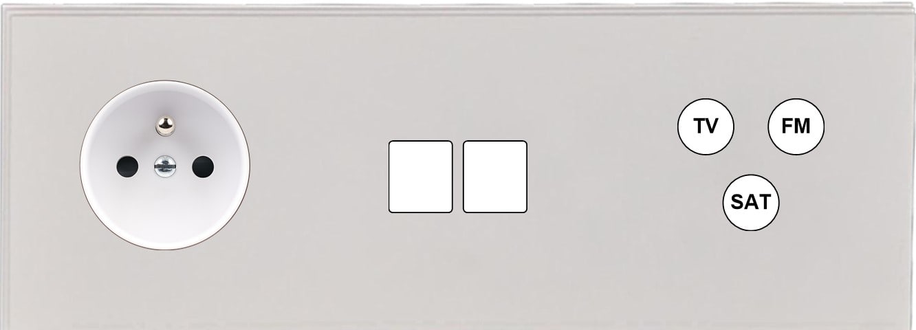 MODELEC - Façade Empreintes ANGLE Blanc Triple Horiz Prise de Courant Double Média C3 M