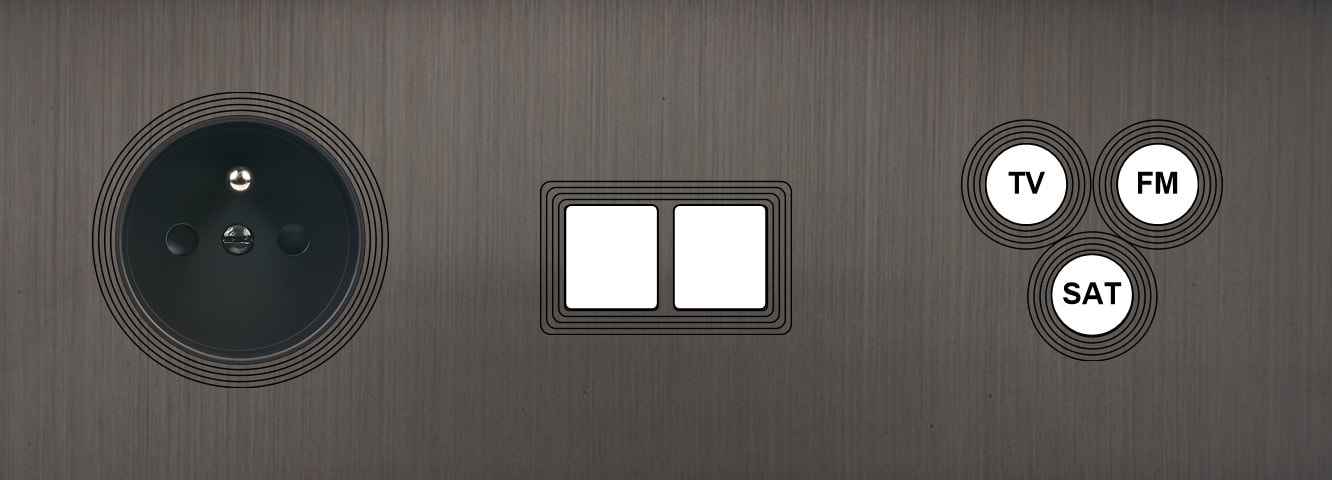 MODELEC - Façade Empreintes VOLUME Canon Fusil Triple Horizontale Prise de Courant M2 C3 M