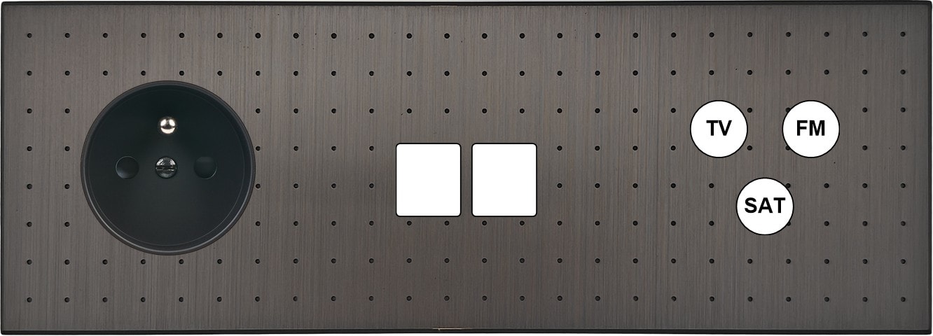 MODELEC - Façade Empreintes POINT Canon Fusil Triple Horizontale Prise de Courant M2 C3 M