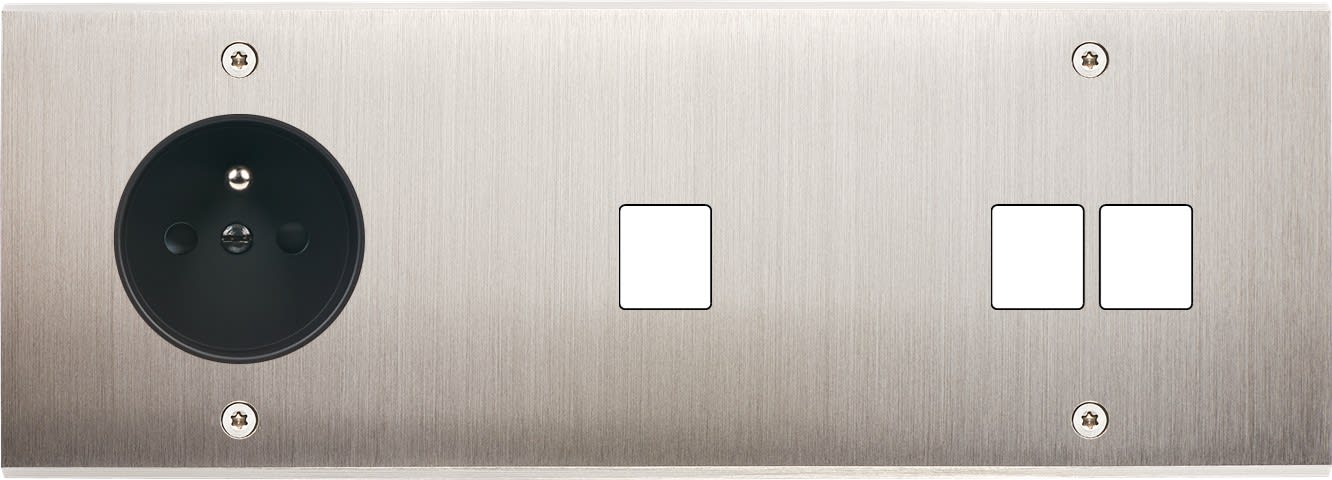 MODELEC - Façade Confidence Laiton Nickel Satine Triple Horizontale PC M1 M2 à Vis