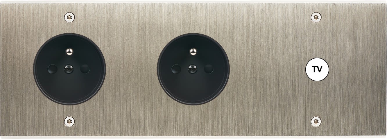 MODELEC - Façade Confidence Laiton Acier Brosse Triple Horizontale PC Pc C1 à Vis