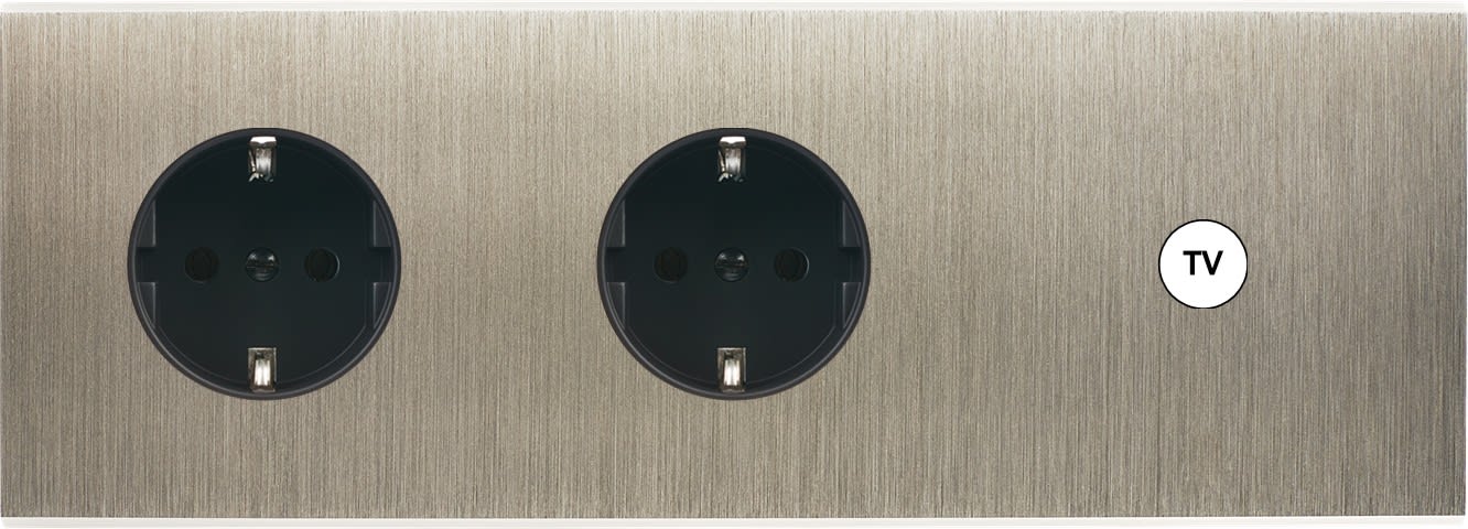 MODELEC - Façade Confidence Laiton Acier Brosse Triple Horizontale PCK Pck C1 Magnetique