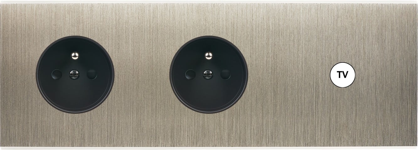 MODELEC - Façade Confidence Laiton Acier Brosse Triple Horizontale PC Pc C1