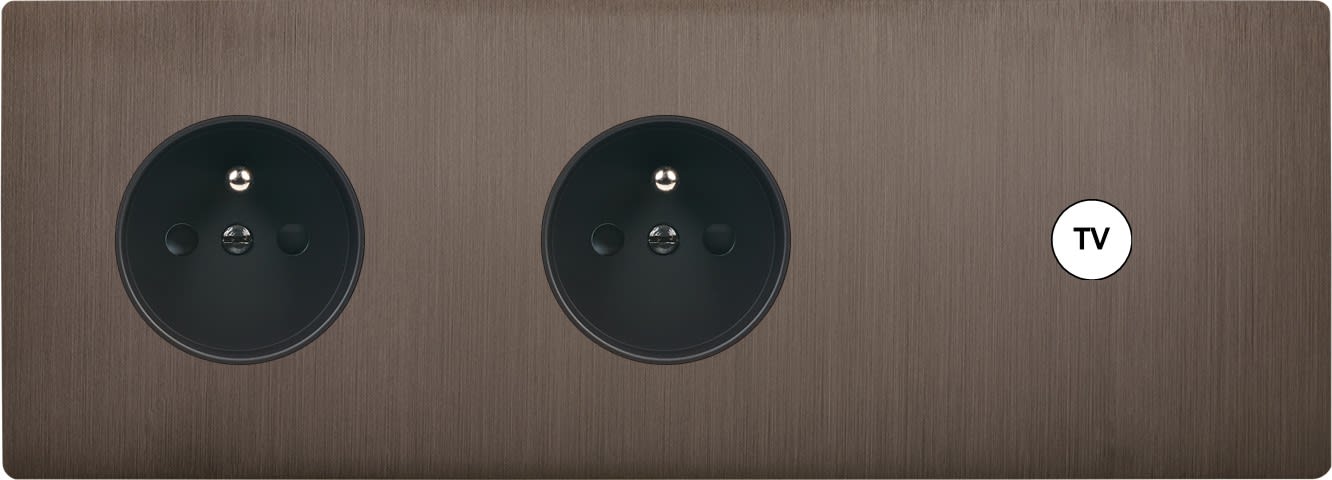 MODELEC - Façade "M" Laiton Canon Fusil Tripl Horizonta 1 Prise 1 Prise 1 Prise Tv Sansvis