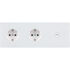 MODELEC - Façade "M" Blanc Mat Tri Horiz 1 Prise Schuko 1 Prise Schuko 1 Prise Tv magnétiq