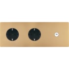 MODELEC - Façade "M" Laiton Sable Triple Horizontale 2 Prises Schuko 1 Prise Tv magnétique